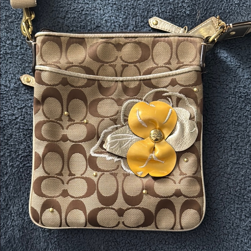 Brown and Gold Floral Women's Bag